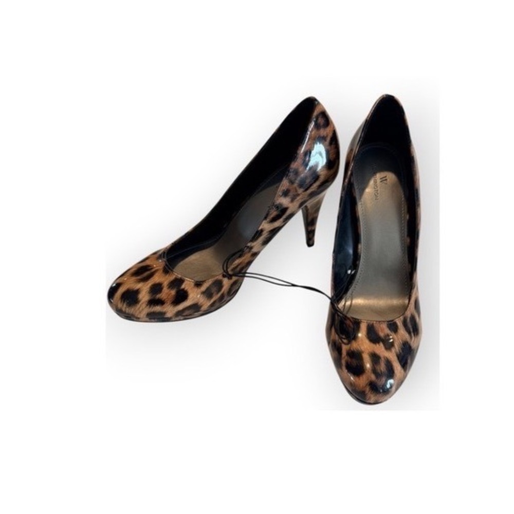 Worthington Leopard Print Pumps Glossy Patent Round Toe Animal Classic Heel 11M